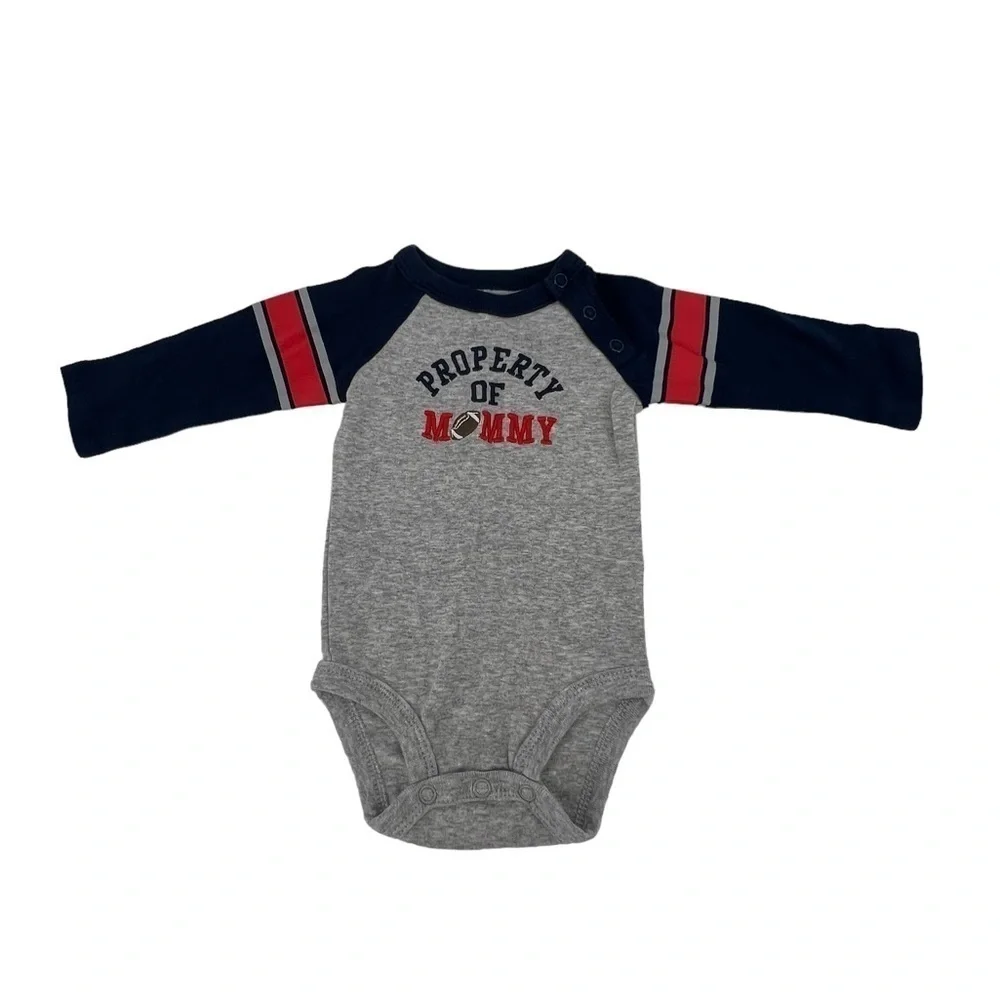 Carter’s Gray Blue “Property Of Mommy” Long Sleeve Onesie Size 3 Months